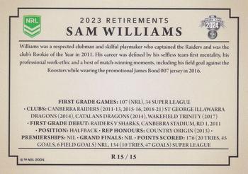 2024 NRL Traders Titanium - Retirements #R15 Sam Williams Back
